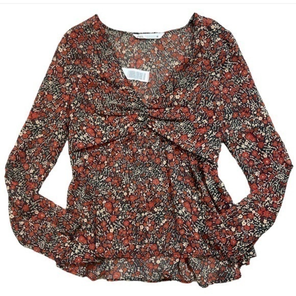 Zara Multi Colored Floral Blouse